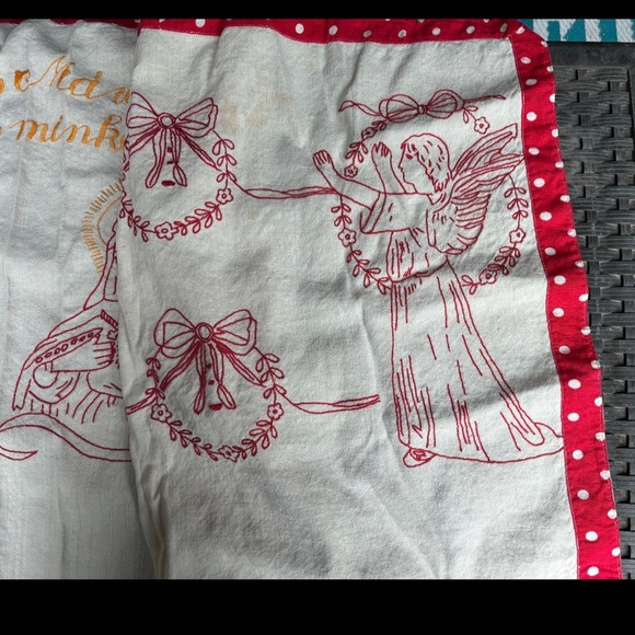 Antique Handstitched Hungarian Religious Table Runner.  1900c. 63”x24” In Size. - Picture 6 of 10